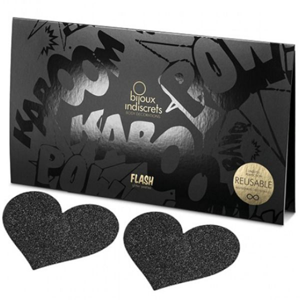 BIJOUX - INDISCREETS FLASH BLACK HEART NIPPLE CUTS