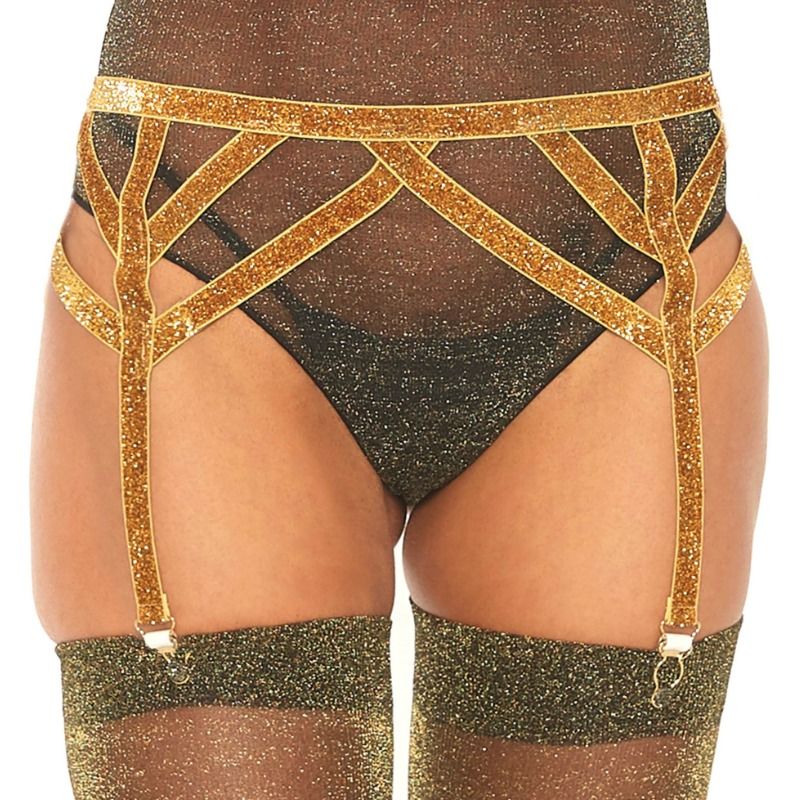 LEG AVENUE - LUREX-ELASTIK-STRUMPFGÜRTEL EINHEITSGRÖSSE