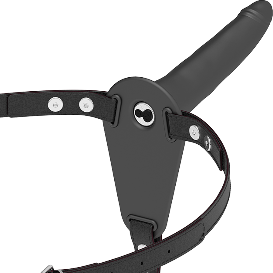 HARNAIS SOUMIS FÉTICHE - VIBREUR SILICONE NOIR 15 CM