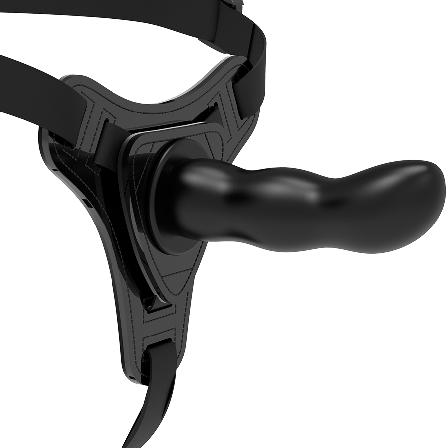 HARNAIS DE SOUMISSION FÉTICHE - SILICONE NOIR POINT G 16 CM