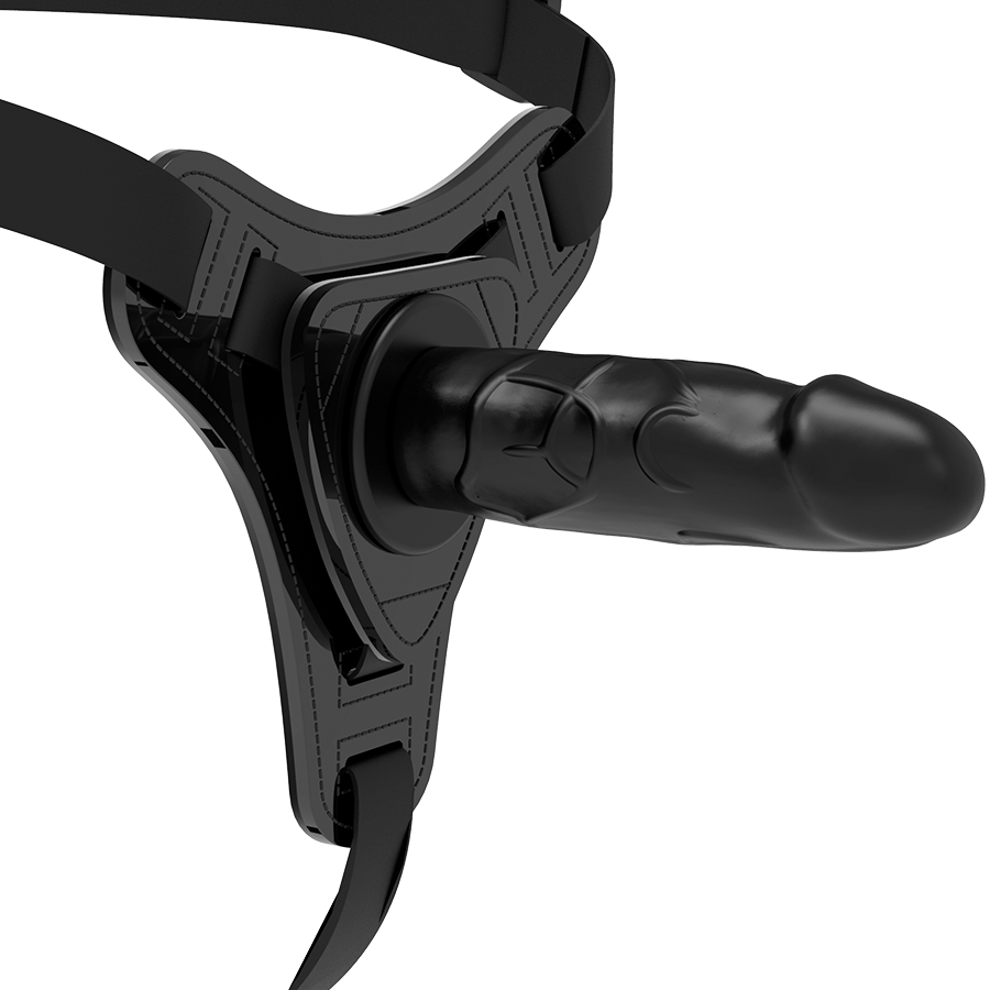 HARNAIS DE SOUMISSION FÉTICHE - SILICONE NOIR RÉALISTE 15 CM