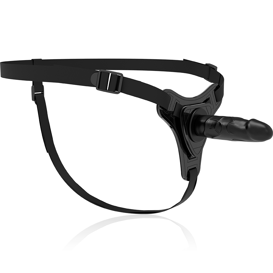 HARNAIS DE SOUMISSION FÉTICHE - SILICONE NOIR RÉALISTE 15 CM