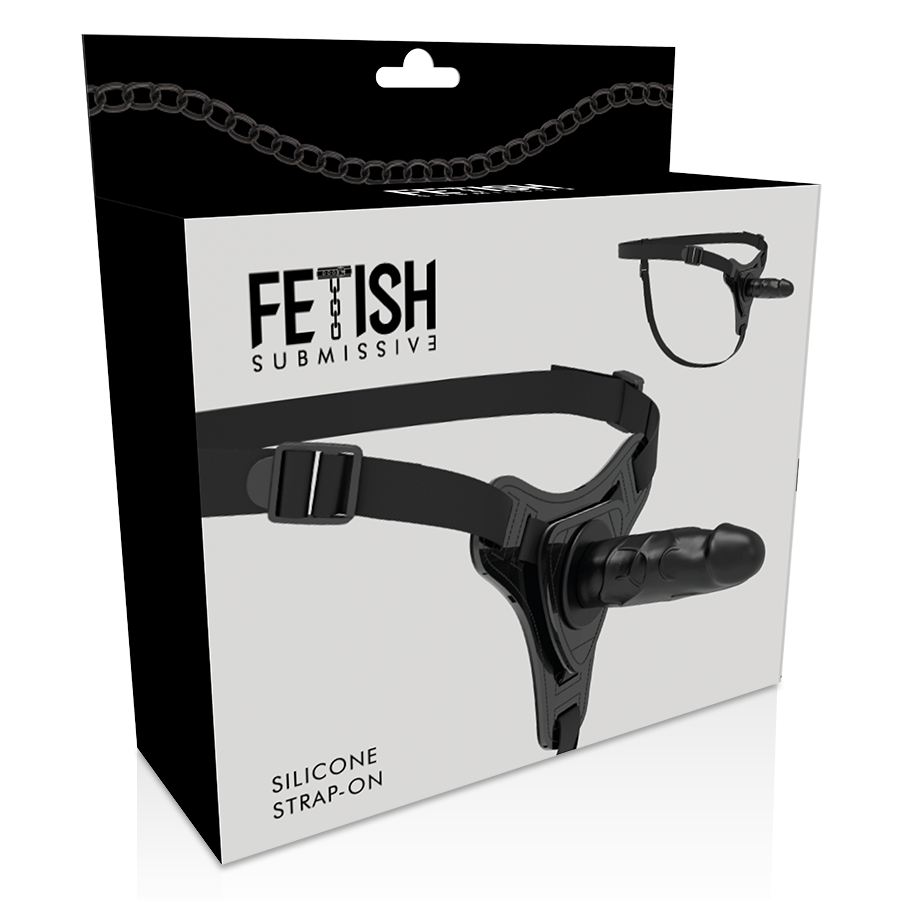 HARNAIS DE SOUMISSION FÉTICHE - SILICONE NOIR RÉALISTE 15 CM