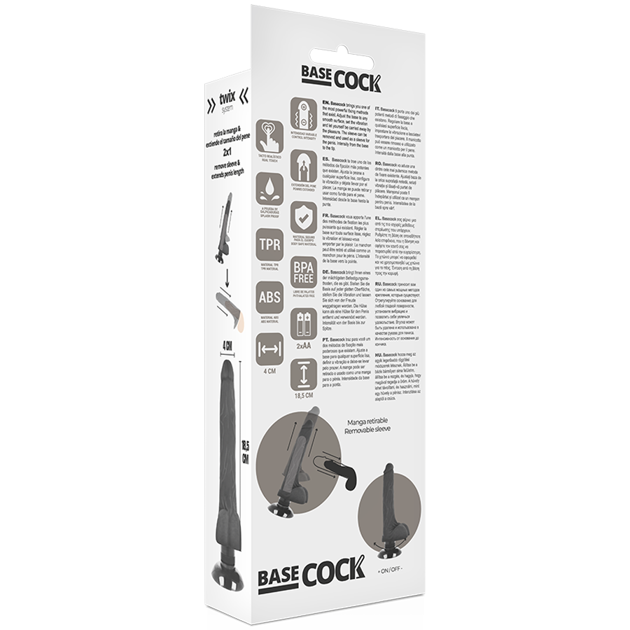 BASECOCK - VIBREUR RÉALISTE 2-1 NOIR 18,5 CM -O- 4 CM
