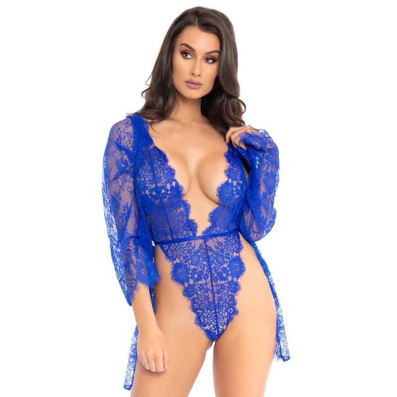LEG AVENUE - NUIS ET PEIGNOIR BLEU T/S