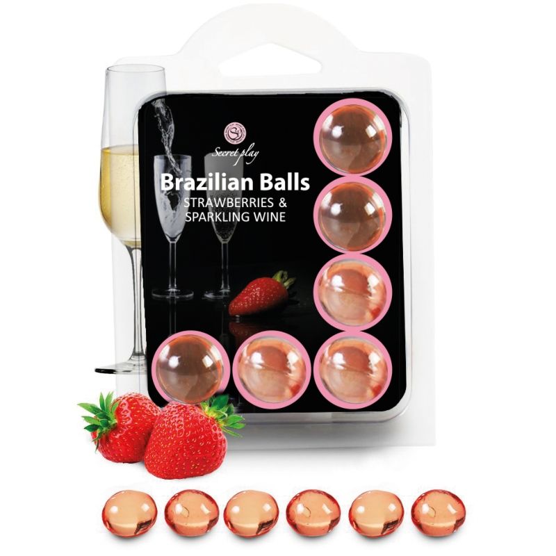 SECRETPLAY - LOT DE 6 BOULES BRÉSILIENNES FRAISES ET CAVA