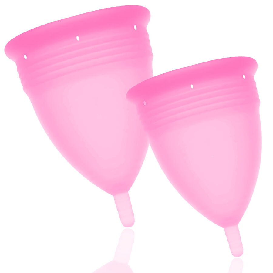 STERCUP – FDA SILIKON-MENSTRUATIONSTASSE IM DOPPELPACK GRÖSSE S + L ROSA