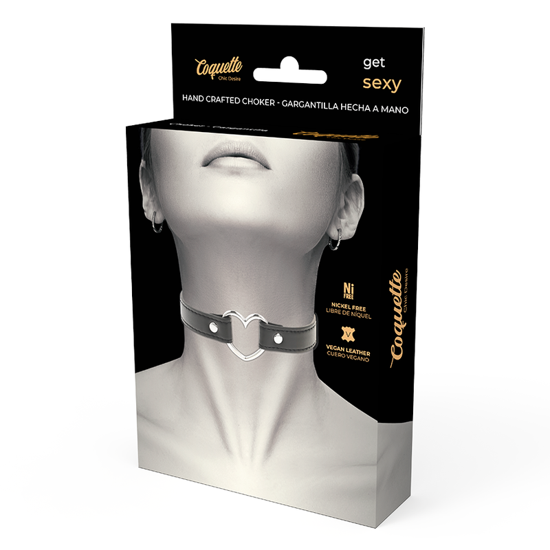 COQUETTE CHIC DESIRE - COLLIER EN CUIR VÉGÉTALIEN ACCESSOIRE CŒUR POUR FEMME