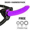 DELTA CLUB - JOUETS HARNAIS + DONG VIOLET SILICONE 23 CM -O- 4.5 CM