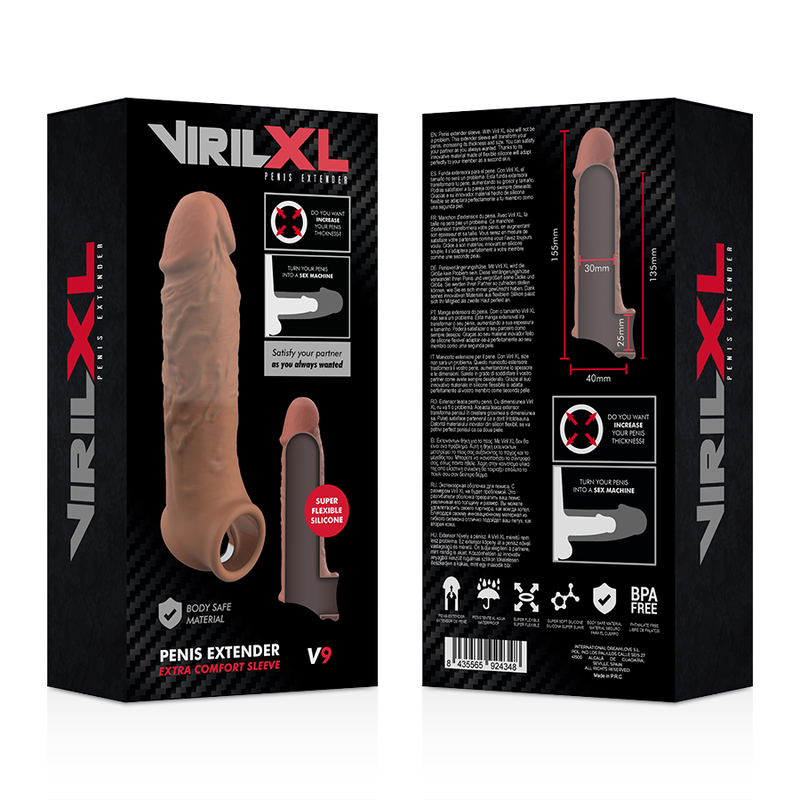 VIRILXL - RALLONGE DE PÉNIS EN SILICONE LIQUIDE V9 MARRON