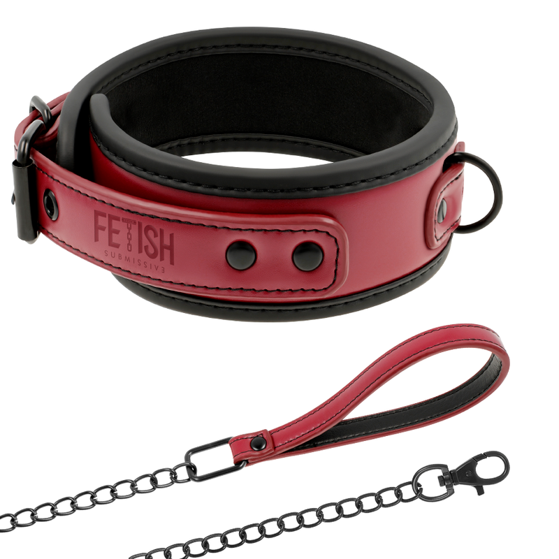 FÉTICHE SOUMIS CHAMBRE NOIRE - COLLIER CHAÎNE DOUBLURE NÉOPRÈNE