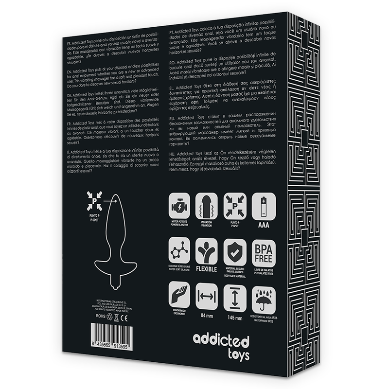 ADDICTED TOYS - VIBRATING BLACK ANAL PLUG MASSAGER